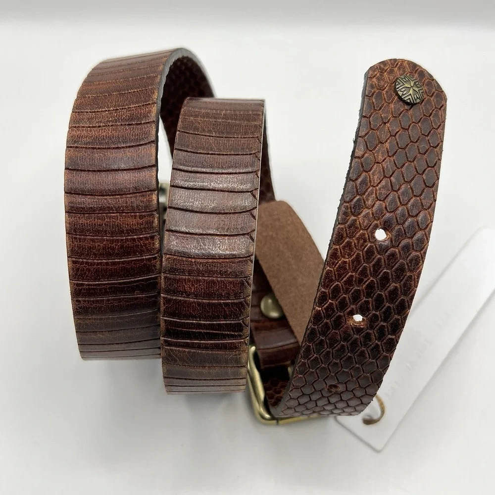Twelfth Street By Cynthia Vincent Leather Double Buckle Belt Small Brown Boho